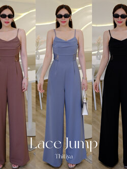 #5322 Lace Jumpsuite จั๊มสูทสายเดี่ยว ผ้าพรีเมี่ยมเนื้อผ้ามีน้ำหนักนิ่มเด้งทิ้งตัวสวย ไม่ยับง่าย thtiya