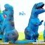 ชุดไดโนเสาร์ ชุดมาสคอตไดโนเสาร์ ทีเร็กซ์ สำหรับผู้ใหญ่ (140-190ซม.) สีฟ้า